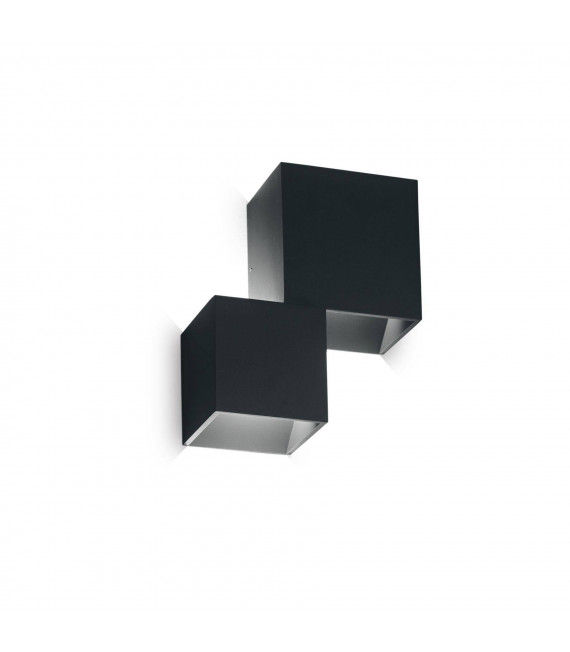 Moderne Wandleuchte Rubik Aluminium Schwarz 2 Glühbirnen 21cm