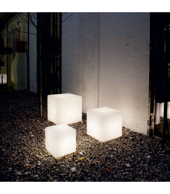 Tragbare Gartenlampe Luna Weißer Kunststoff 1 Birne 30cm