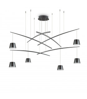 Suspension Fish Métal Noir 6 ampoules 58cm