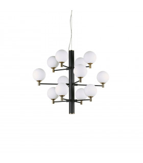 Copernico black metal pendant light 12 bulbs 74cm