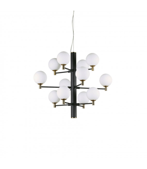 Lampada a sospensione in metallo nero Copernico 12 lampadine 74cm