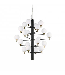 Lampada a sospensione in metallo nero Copernico 20 lampadine 104 cm