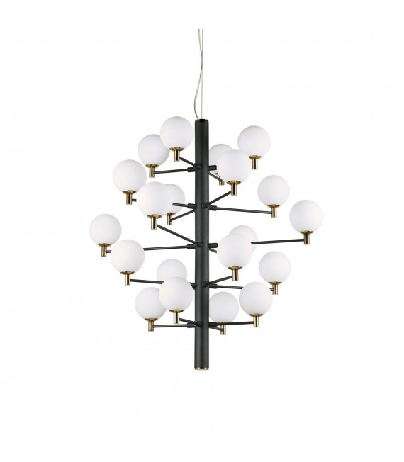 Copernico black metal pendant light 20 bulbs 104cm