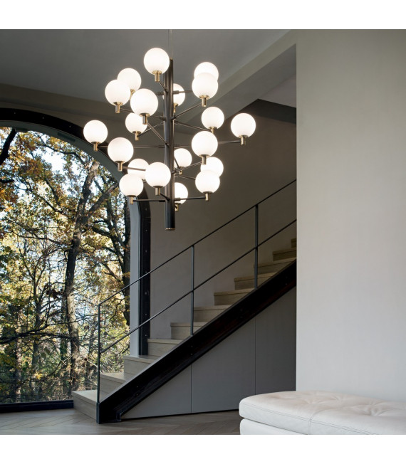 Copernico black metal pendant light 20 bulbs 104cm