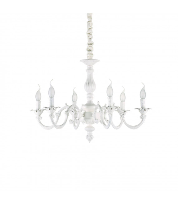 Lampadario senza paralumi Justine Metallo bianco 6 lampadine 62cm