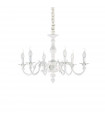 Chandelier without lampshades Justine White metal 6 bulbs 62cm