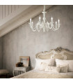 Chandelier sans abats jours Justine Métal blanc 6 ampoules 62cm