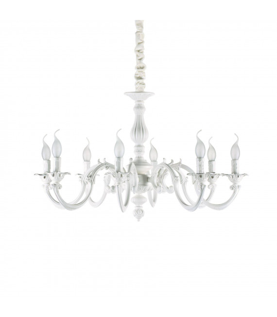 Lampadario senza paralumi Justine Metallo bianco 8 lampadine 62cm
