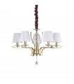 Chandelier abats jours Pegaso Métal Laiton satiné 5 ampoules 62cm