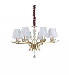Candelabro di sfumature Pegaso Metallo Ottone satinato 8 lampadine 66cm