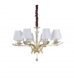 Chandelier abats jours Pegaso Métal Laiton satiné 8 ampoules 66cm