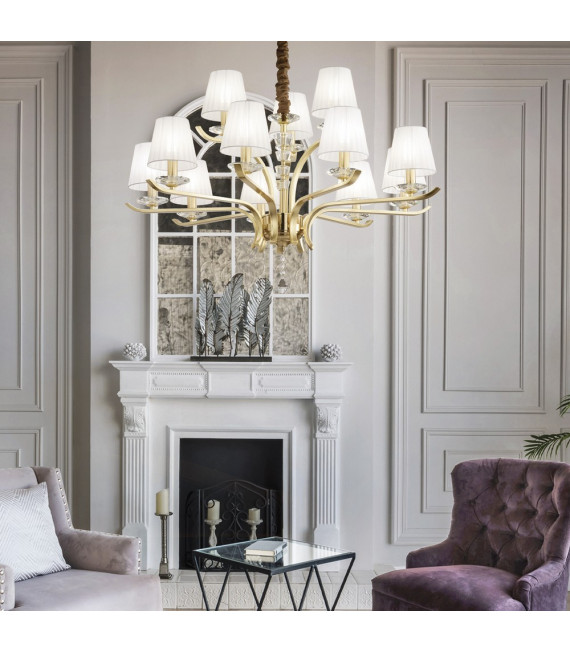 Paralume Pegaso Metallo Ottone satinato 12 lampadine 75cm