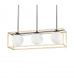 Suspension Lingotto Métal Laiton antique 3 ampoules 34,5cm