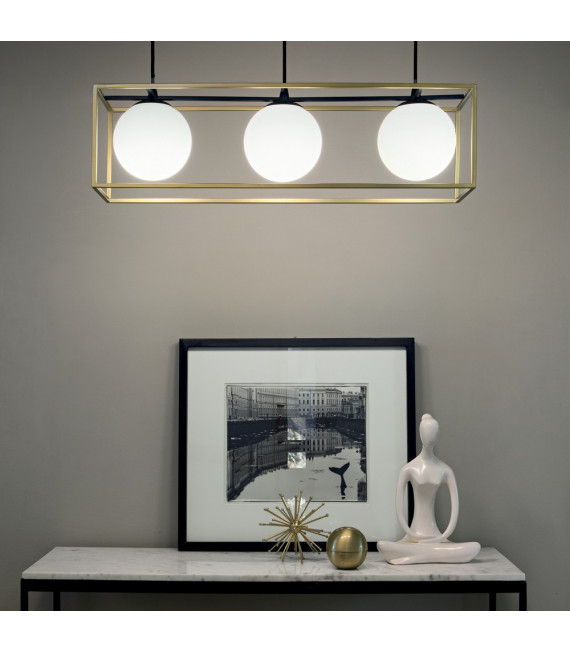 Lingotto pendant lamp Metal Antique brass 3 bulbs 34.5cm