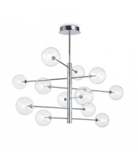 Equinoxe Metal Cromo lámpara colgante 12 bombillas 70cm