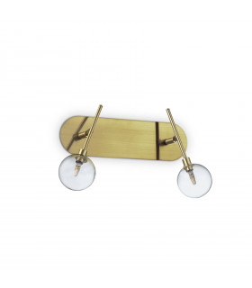 Wandleuchte mit Leselicht Maracas Metal Antikmessing 2 Glühbirnen 27cm
