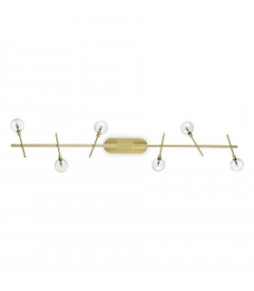 Barra faretto Maracas Metallo Ottone antico 6 lampadine 20cm