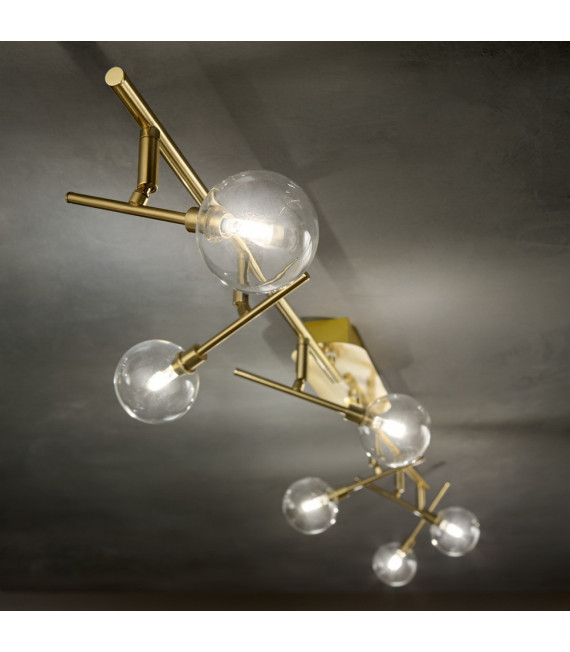 Barra faretto Maracas Metallo Ottone antico 6 lampadine 20cm