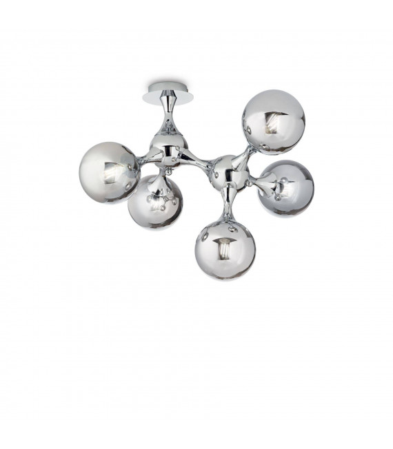 Plafonnier Nodi Métal Chrome 5 ampoules 55cm
