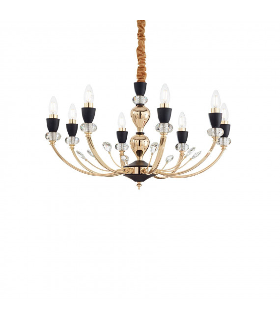 Chandelier sans abats jours Vanity Métal Noir 8 ampoules 55cm