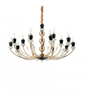 Chandelier without lampshades Vanity Black Metal 15 bulbs 65cm
