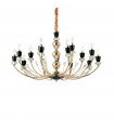 Chandelier sans abats jours Vanity Métal Noir 15 ampoules 65cm