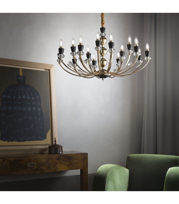 Chandelier without lampshades Vanity Black Metal 15 bulbs 65cm