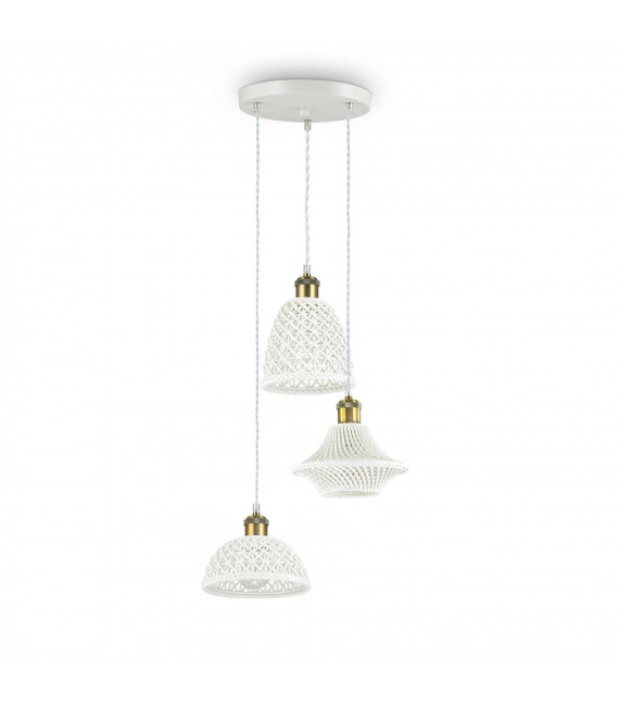 Lampada a sospensione Lugano Metallo bianco 3 lampadine 31cm