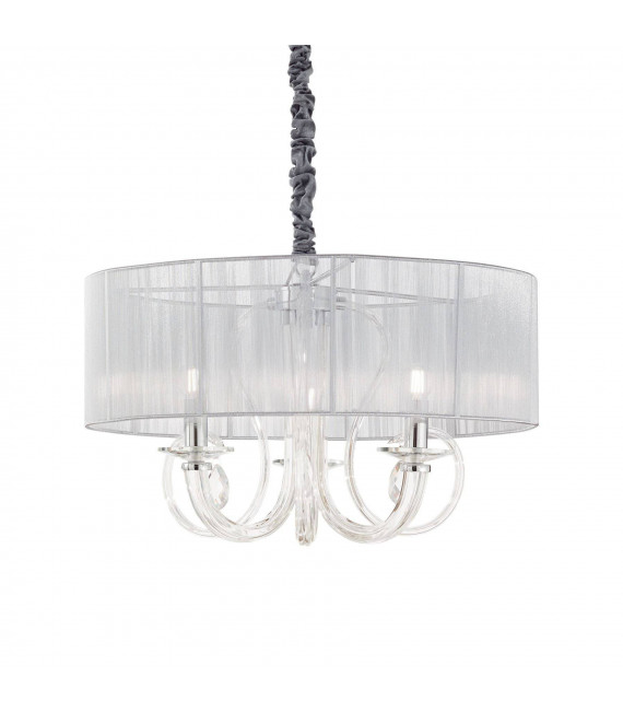 Lámpara de araña pantalla Cisne Plata Cristal 3 bombillas 55cm