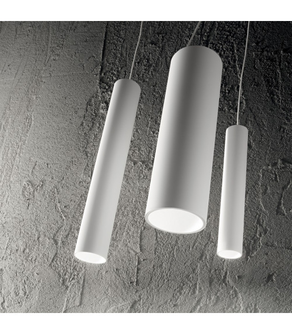 Lampada a sospensione design Tubo in alluminio bianco 1 lampadina 40cm