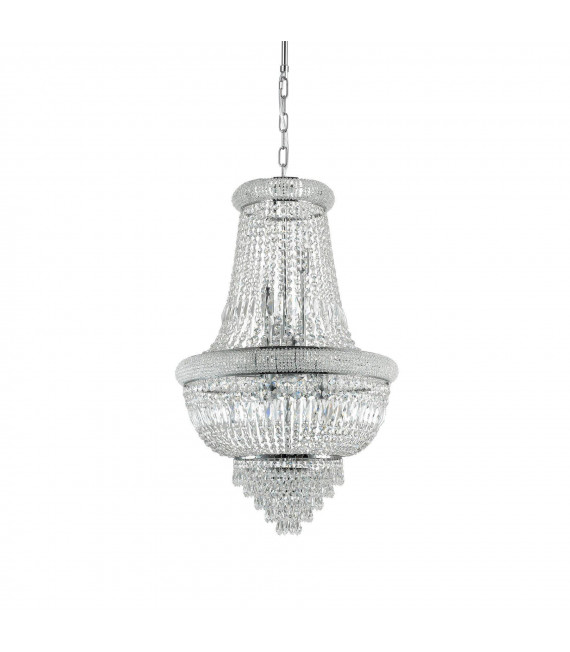Grande lampadario in metallo cromato Dubai 10 lampadine 98 cm