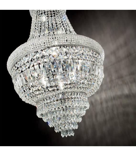 Grand Chandelier Dubai Métal Chrome 10 ampoules 98cm