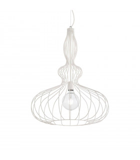 Suspension Clarissa Métal blanc 1 ampoule 85cm