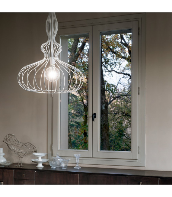 Lampada a sospensione Clarissa Metallo bianco 1 lampadina 85cm