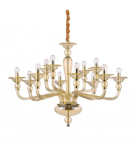 Lampadario senza paralumi Danieli Vetro ambrato 12 luci 81cm