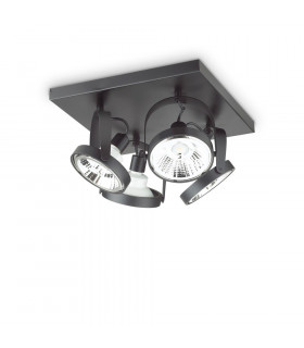 Plafoniera Spot Glim Black Metal 4 lampadine 20cm