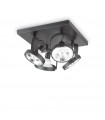 Plafonnier Spot Glim Métal Noir 4 ampoules 20cm