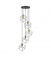 Suspension Ice Métal Noir 5 ampoules 60cm