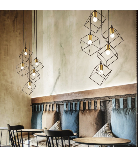 Ice black metal pendant light 5 bulbs 60cm