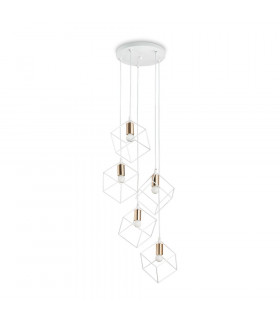Lampada a sospensione in metallo Bianco Ghiaccio 5 lampadine 60cm