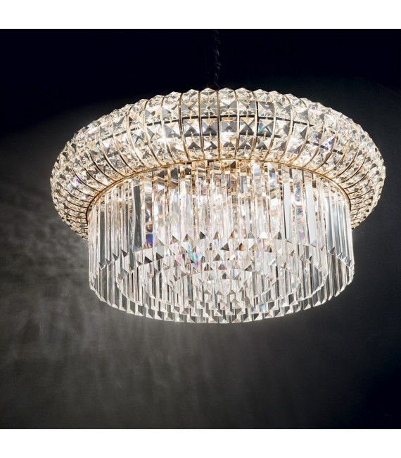 Ciondolo in vetro dorato Nabucco 18 lampadine 39cm