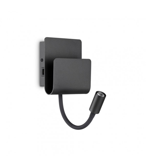 Lampada da parete con luce da lettura Probe Black Metal 2 lampadine 23,5cm
