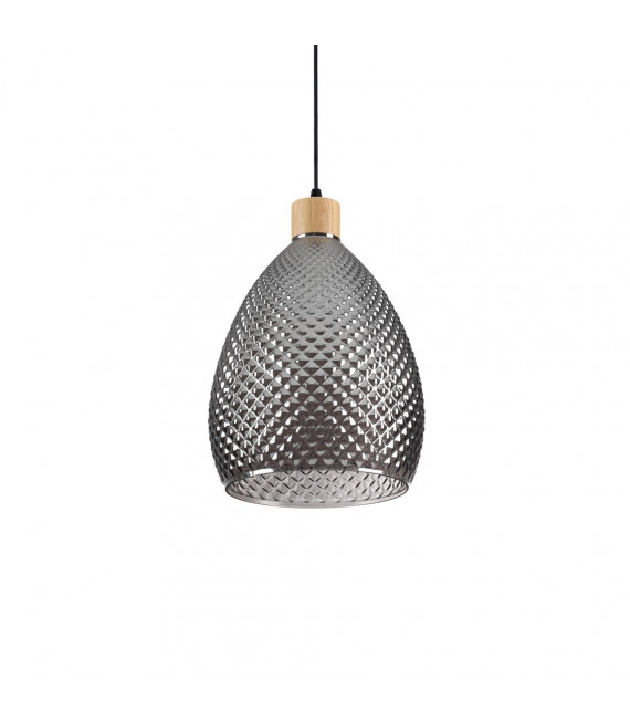 Suspension Bergen-1 Verre Fumé 1 ampoule 38cm