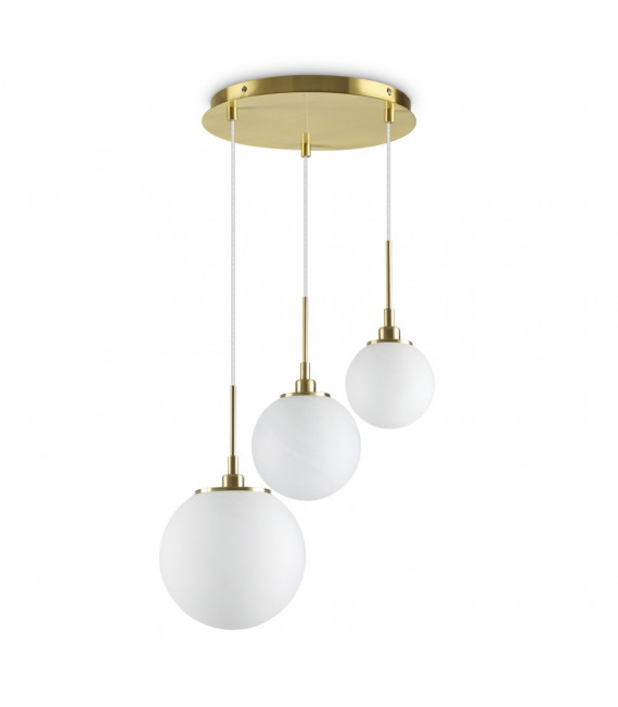 Suspension Grape Verre blanc 3 ampoules 42cm