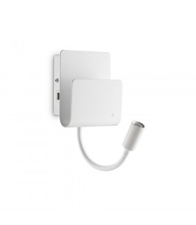 Aplique de pared Probe con luz de lectura Metal blanco 2 bombillas 23,5cm