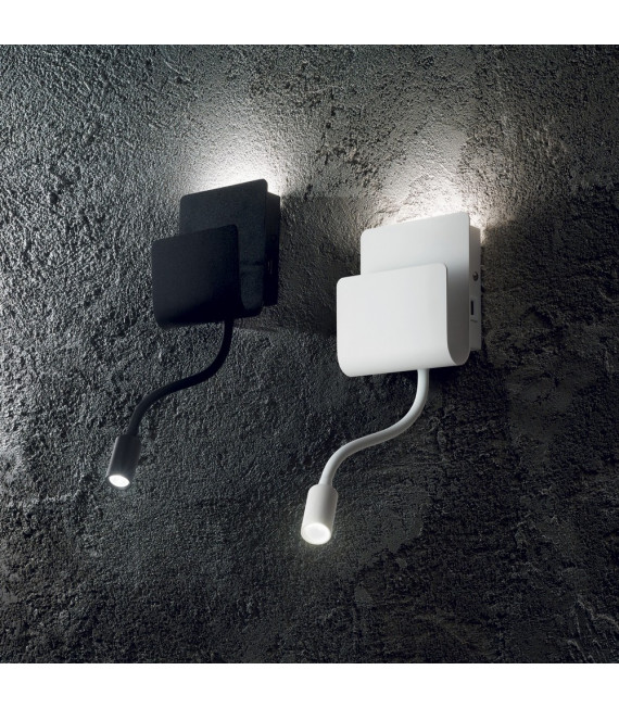 Probe wall lamp with reading light White metal 2 bulbs 23.5cm