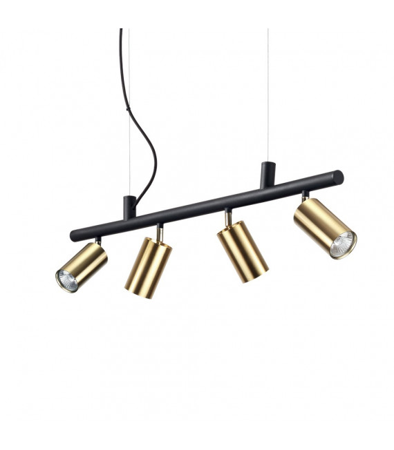 Suspension Dynamite Métal Laiton satiné 4 ampoules 16,5cm