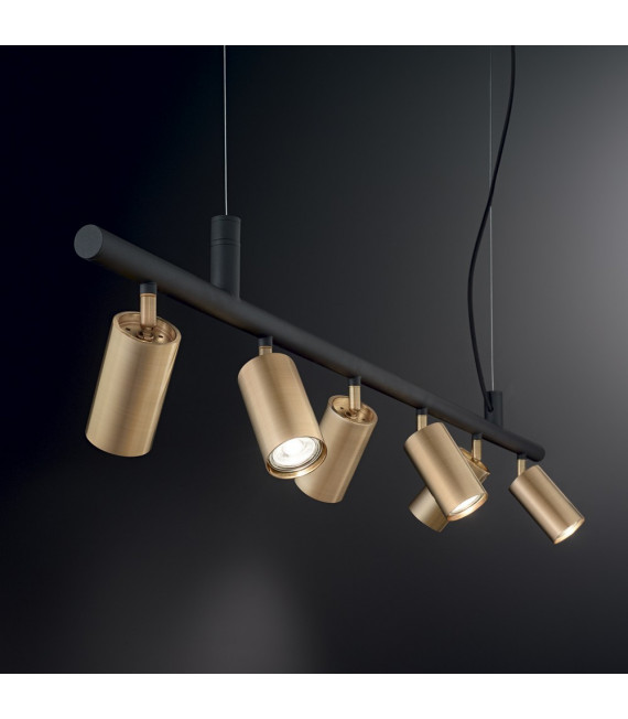 Dynamite Metal Pendelleuchte Messing satiniert 6 Glühbirnen 16,5cm