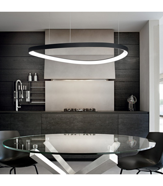 Suspensión LED integrada Gemini 1 bombilla Metal, plástico Negro