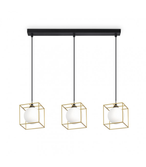 Suspension Lingotto 3 ampoules Verre,métal Laiton